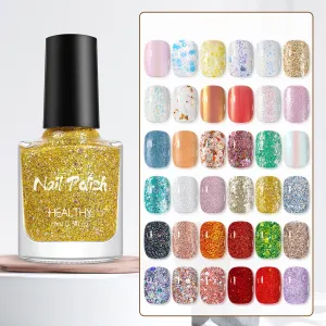 Nail Art No-Bake Nail Polish Water-Based Non-Peelable Quick-Drying Glitter Sequins Nail Polish