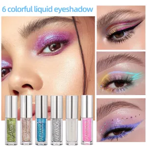 Liquid Eye Shadow Super Flash Sequin Sleeping Silkworm Pen Brightening Eye Shadow Liquid Sequin Eyeliner Liquid Highlight 6 Pack