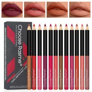 Choose Rasme 12 Color Velvet Matte Lipstick Pen Lasting Nude Bean Color Lipstick Suit