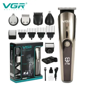 Vgr107 Multi-Functional Hair Clipper Suit Ipx6 Washing Body Five-In-One Digital Display Shaver Sideburns