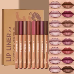 Pudaier Matte 8 Color Lip Liner Set Boxed Hook Line Lipstick Beauty Nude Lipstick Lip Pencil